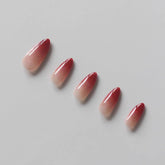 Vibeficant Progel Red Ombre Handmade Gel Press on Nails Medium Almond Glitter Design